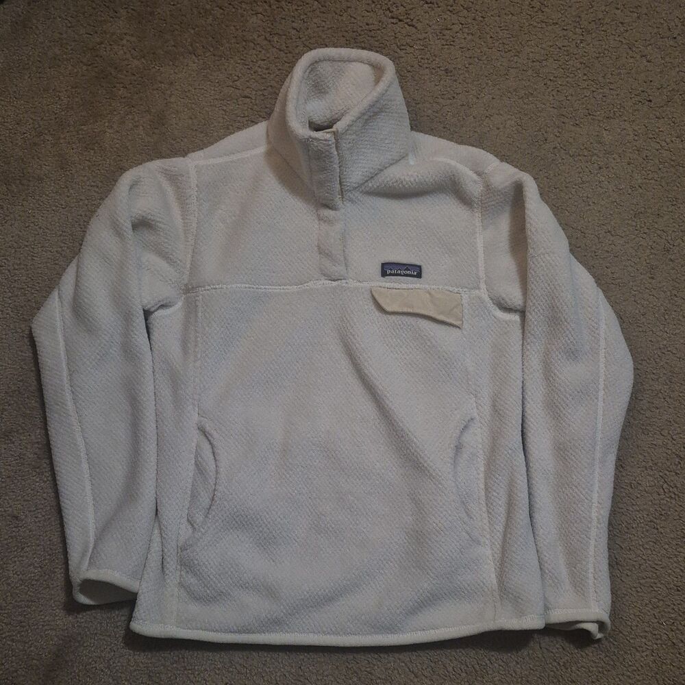 Patagonia WOMENS Re-Tool Polartec Snap T Fleece Pullover Cream Sweater Jacket M